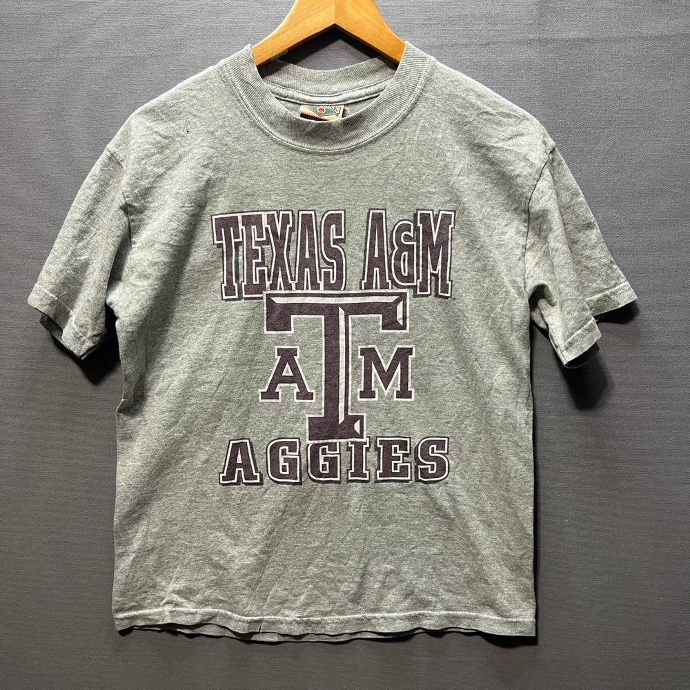 Vintage Red Oak Texas A&M Aggies Kids Large Gray Graphic T-Shirt NCAA Sportswear